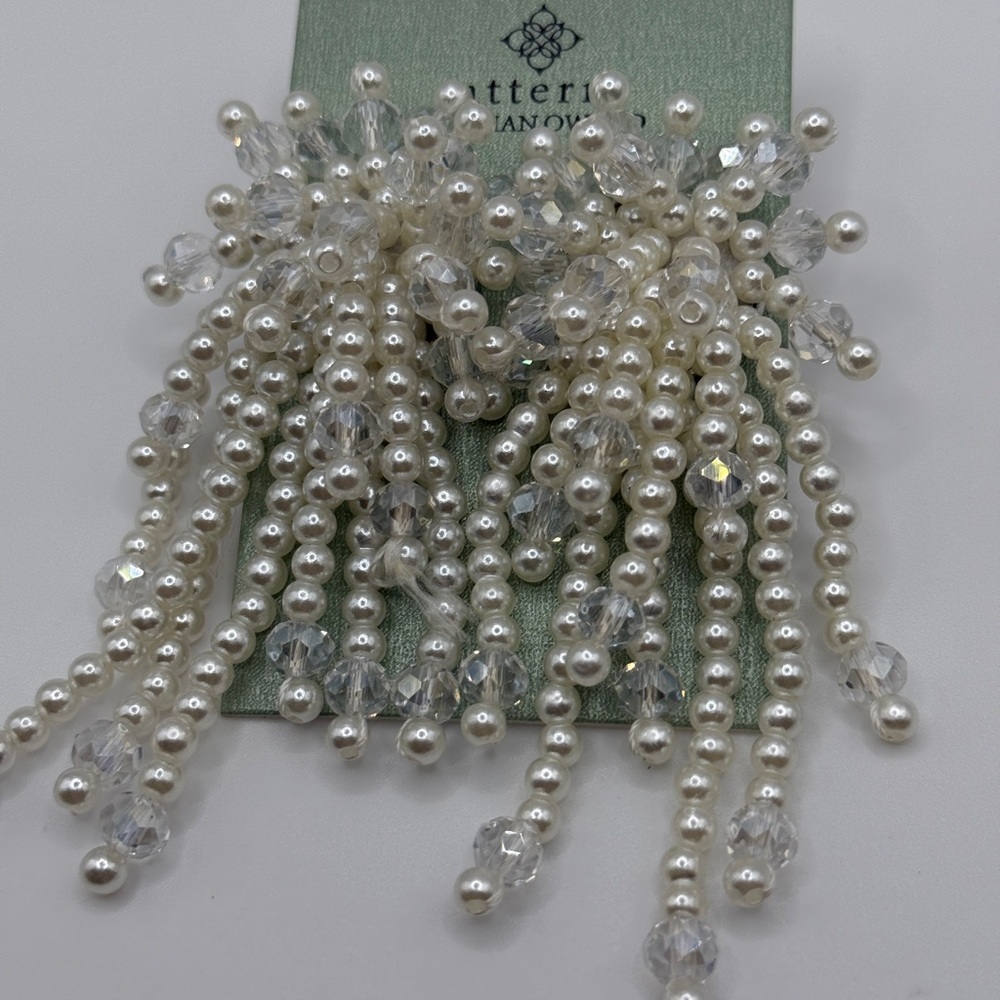 White and Silver Beaded Earrings